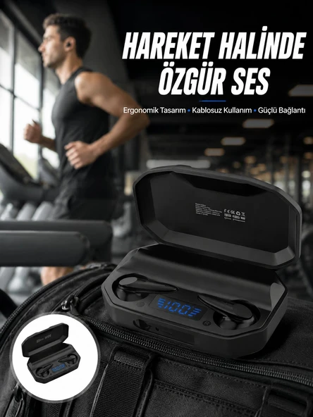 Rgb Işıklı Çift Mikrofonlu Siyah Profesyonel  Kulaklığı Kablosuz Kulakiçi Yeni Nesil ürün görseli 1