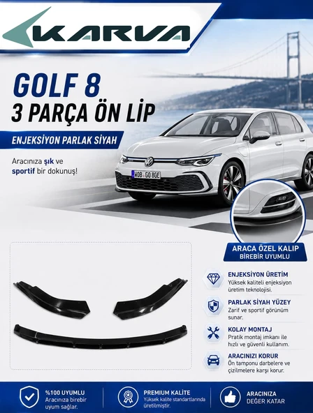 Volkswagen Golf 8 3 Parça Ön Lip ürün görseli 1