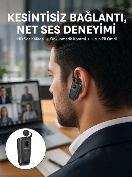 Mikrofonlu Makaralı Bluetooth Kulakiçi Kulaklık Android ve İOS Uyumlu Yeni Nesil ürün görseli 1