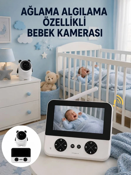Gece Görüşlü Güvenli Bebek Monitörü 720P HD Görüntü Yeni Nesil ürün görseli 1
