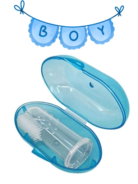 Mucit Home Mavi Erkek Bebek Çocuk Silikon Parmak Diş Kaşıyıcı Dil Temizleyici Diş Fırçası ürün görseli 1