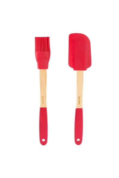 TNT-8695835414928-SOFT 24006AHSET2K-BAMBU SAPLI KIRMIZI SİLİKON SPATULA VE FIRÇA SETİ ürün görseli 1