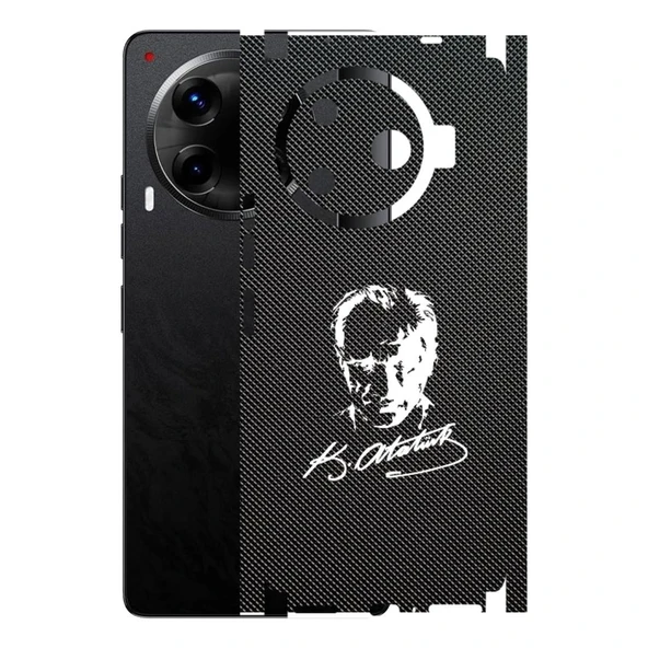 Tecno Camon 30 Pro ile Uyumlu Bumper Serisi Premium Kaplama 360  Atatürk İmzalı Siyah ürün görseli 1