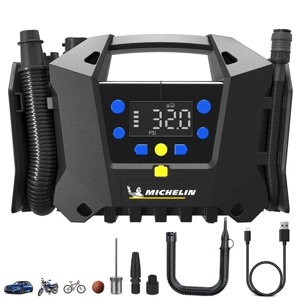 Michelin MC34259 11.1Volt/2.5Ah.120PSI Ayarlanabilir Dijital Basınç Göstergeli Şarjlı Lastik&Yatak Şişirme Pompası ürün görseli 1