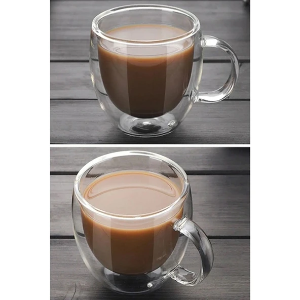250 ml Çift Cidarlı Cam Kupa - Resim 3