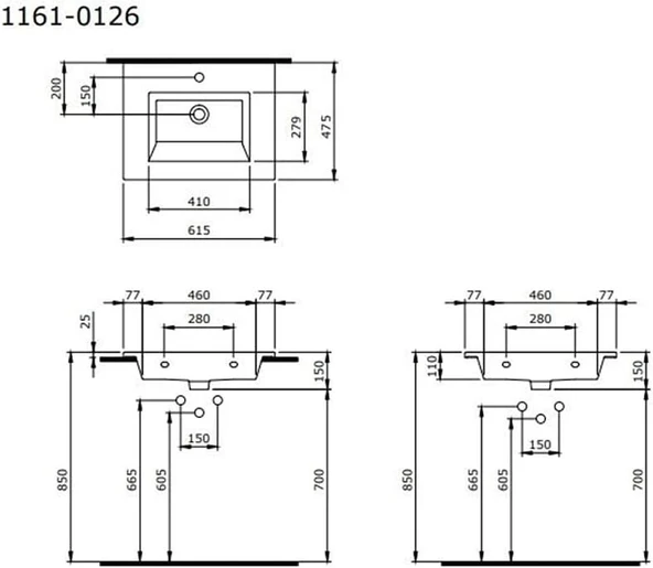 BOCCHI MİLANO ETEJERLİ LAVAB 60 CM (BEYAZ) - Resim 3