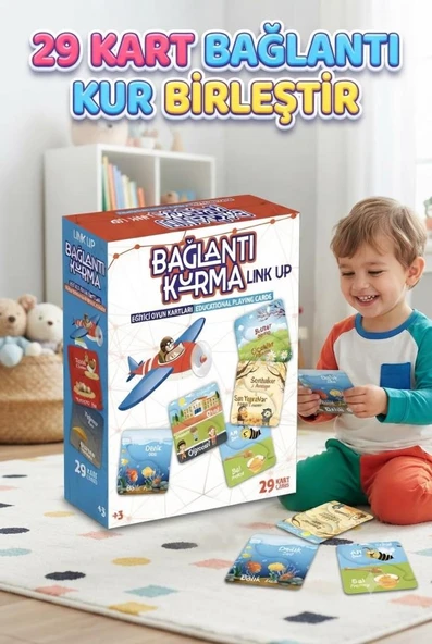 Bağlantı Kurma Link Up Eğitici Oyun Kartları - 29 Parça Zeka ve Mantık  Eğitici Kutu Oyunu ürün görseli 1