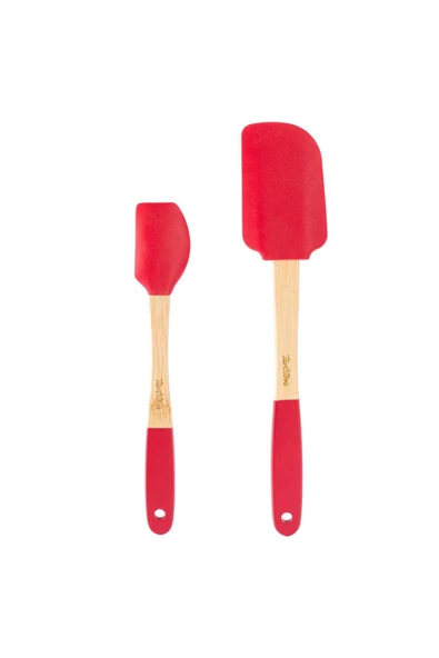 TNT-8695835414911-SOFT 24005AHSET2K-BAMBU SAPLI KIRMIZI SİLİKON İKİLİ SPATULA SETİ ürün görseli 1