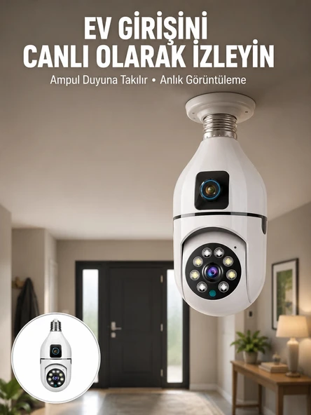 1080p Wifi Ampul Güvenlik Kamerası – Gece Görüş & Uzaktan Erişim Yeni Nesil ürün görseli 1