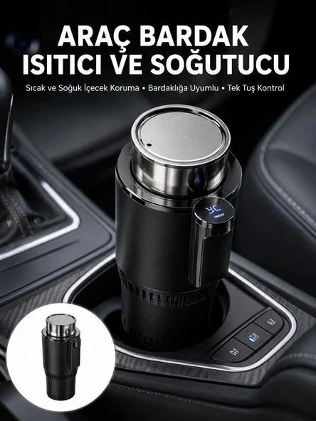 Isıtma Soğutma Özellikli Araç Bardaklığı Çakmak Girişli Akıllı Yeni Nesil ürün görseli 1