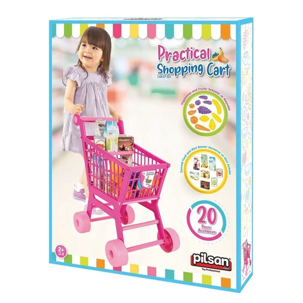 07 608 Pratik Market Arabası PEMBE ürün görseli 1