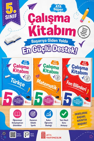 5. Sınıf Ata Süper Türkçe - Matematik- Fen Bilimleri Çalışma Kitabım Seti ürün görseli 1