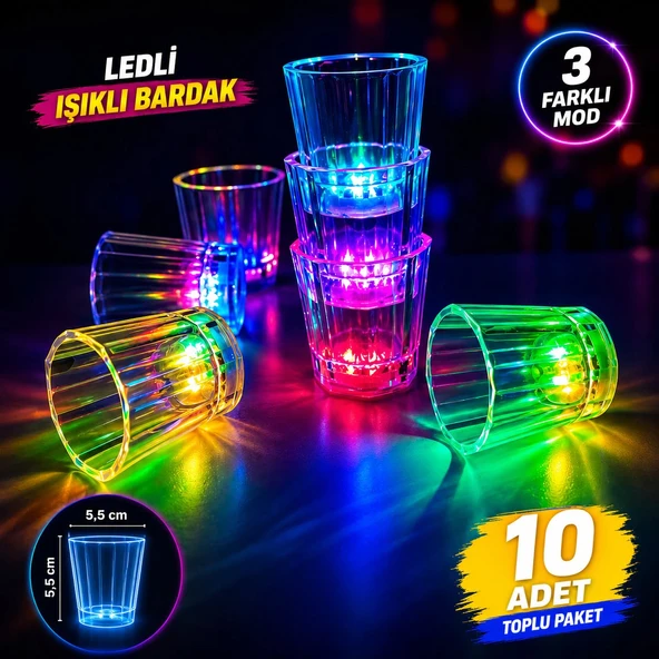 10'lu LED Işıklı Parti Bardağı Seti ürün görseli 1