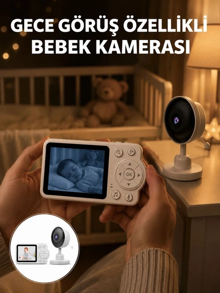 Gece Görüşlü Kablosuz Bebek Monitörü Ağlama Ve Hareket Algılama Yeni Nesil ürün görseli 1