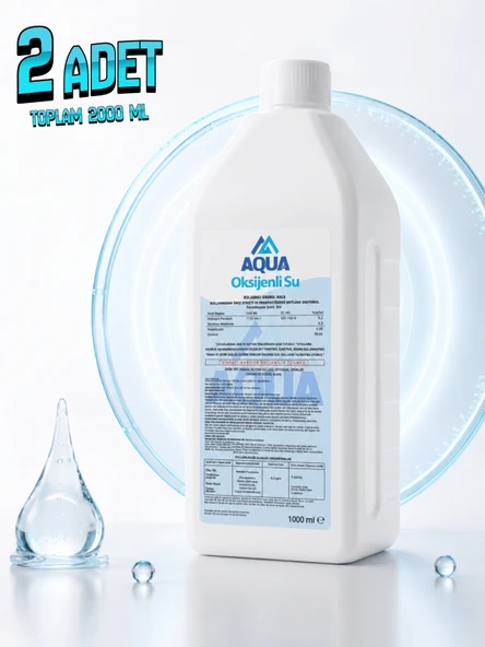 Aqua Med 2 Adet Oksijenli Su 1000 ML Hidrojen Peroksit Yara Kesik İlk Yardım Antiseptik Medikal Kullanım Temizlik Hijyen Suyu ürün görseli 1