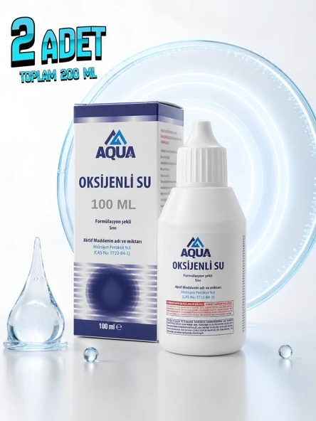 AQUA MED 2 Adet Oksijenli Su 100 ML Hidrojen Peroksit Yara Kesik İlk Yardım Antiseptik Medikal Kullanım Temizlik Hijyen Suyu ürün görseli 1