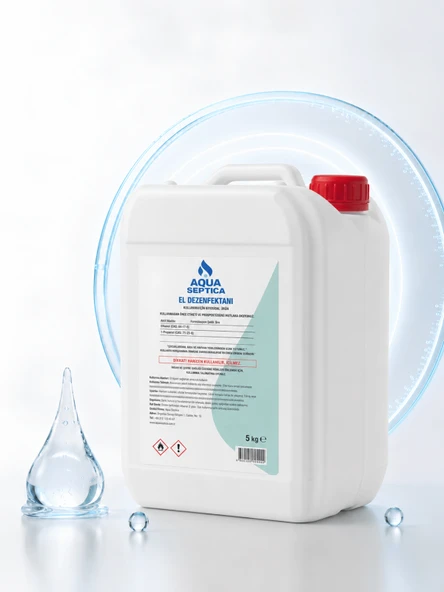 aquaseptica 5000 ML El Dezenfektanı El ve Cilt Antiseptiği Seyahat Boy %70 Ethanol Koku Giderici Hijyenik Çözelti 5 Litre ürün görseli 1