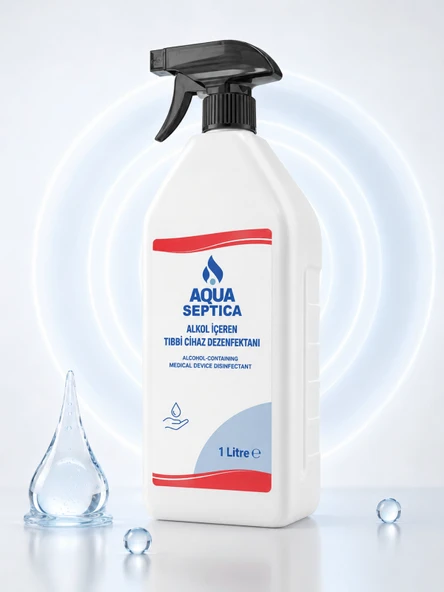 aquaseptica 1000 ML Alkol İçeren Dezenfektanı Spreyli Makine Yüzey Medikal Hijyen Alkol Bazlı Hızlı Etkili Yüzey Dezenfektanı 1L ürün görseli 1