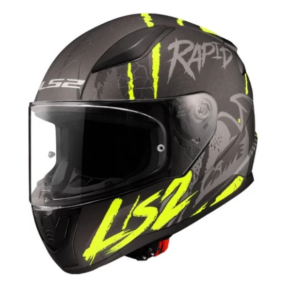 KAPALI KASK LS2 RAPID 2 RAVEN MAT SİYAH GRİ NEON SARI ORJİNAL L ürün görseli 1