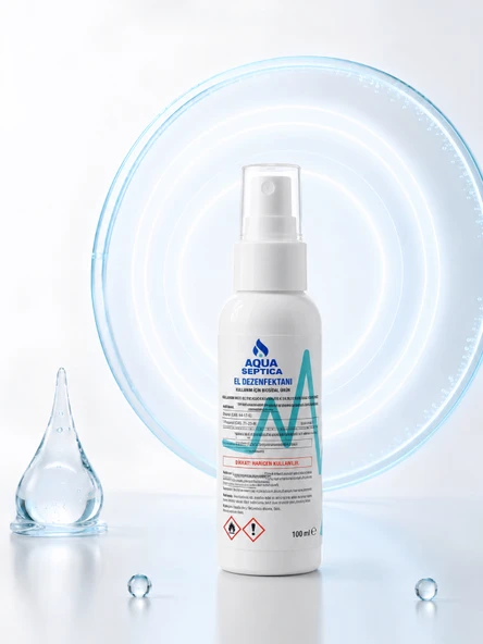 aquaseptica 100 ML Spreyli El Dezenfektanı El ve Cilt Antiseptiği Seyahat Boy %70 Ethanol Koku Giderici Hijyenik Çözelti ürün görseli 1