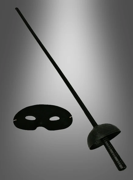 Zorro Kostüm Plastik Aksesuar Seti – Maske ve (67 cm) - Resim 3