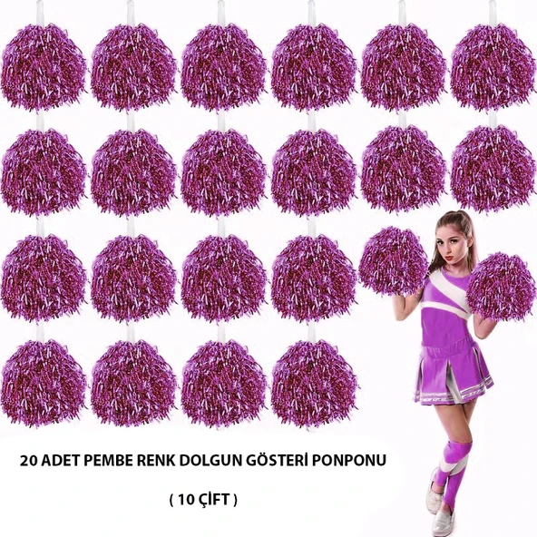 10 Çift ( 20 Adet ) Pembe Renk 23 Nisan 19 Mayıs 29 Ekim Okul Gösteri Ponponları ürün görseli 1