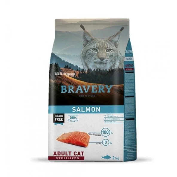 Bravery Tahılsız Somonlu Kısırlaştırılmış Yetişkin Kedi Maması 2 Kg ürün görseli 1