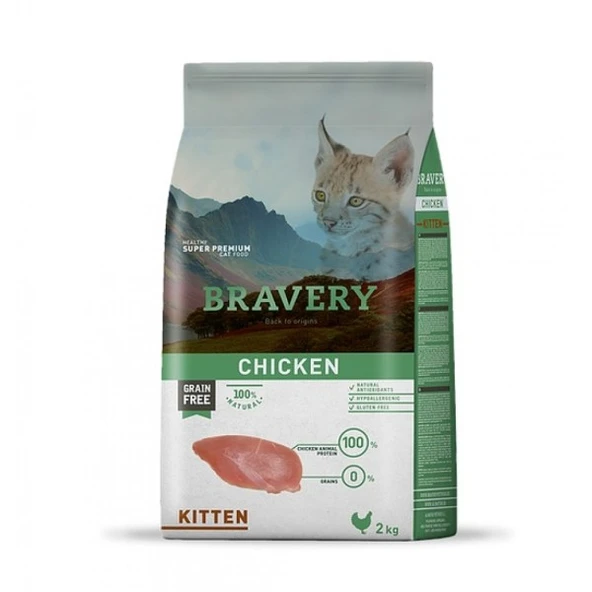 Bravery Tahılsız Tavuklu Yavru Kedi Maması 2 Kg ürün görseli 1