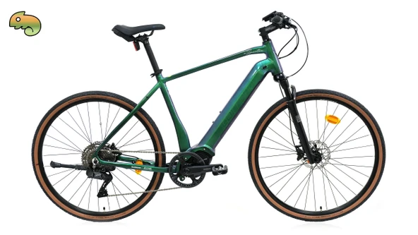 CARRARO E-SPORTIVE X PRO ERKEK ŞEHİR BİSİKLETİ 520H HD 28 JANT 10 VİTES DI2 MET.YEŞİL TURUNCU GÜMÜŞ ürün görseli 1
