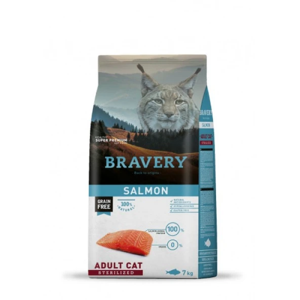 Bravery Tahılsız Somonlu Kısırlaştırılmış Yetişkin Kedi Maması 7 Kg ürün görseli 1