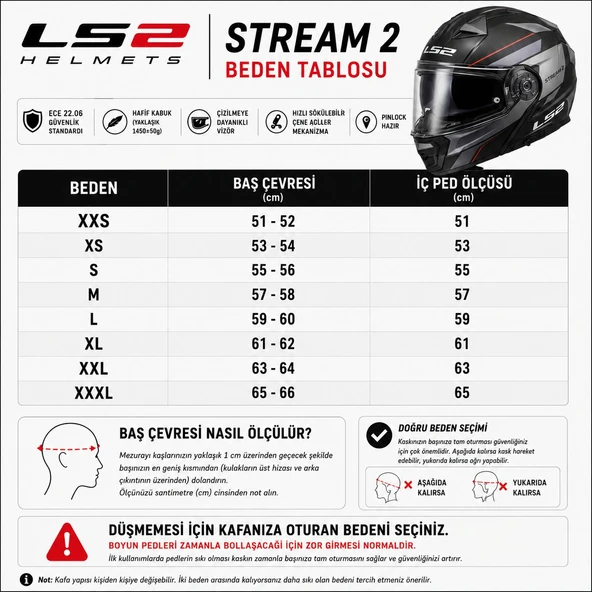 KAPALI KASK LS2 STREAM 2 BEYAZ ORJİNAL VİZÖRLÜ L - Resim 5