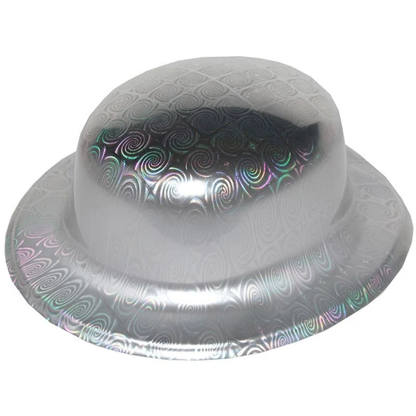 Gümüş Renk Hologramlı Plastik Yuvarlak Melon 27x24 cm ürün görseli 1