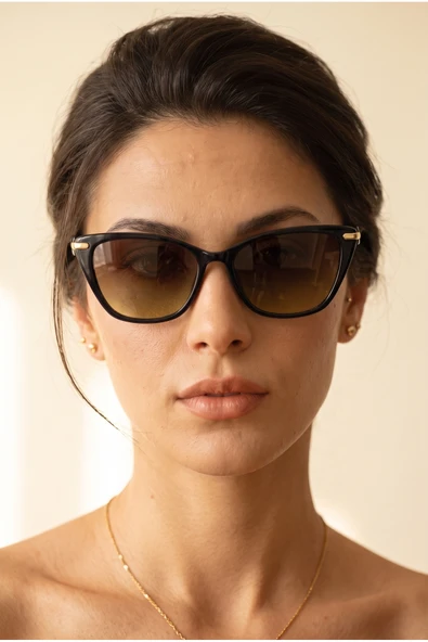 Kadın Polarize Cat Eye Güneş Gözlüğü Kahverengi UV400 Korumalı ürün görseli 1