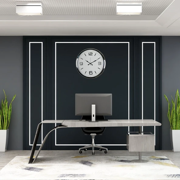 Krom 52 Cm Metal Modern Tasarım Duvar Saati ürün görseli 1