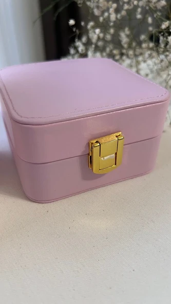 Takı kutusu pembe renk seyahat boy ürün görseli 1