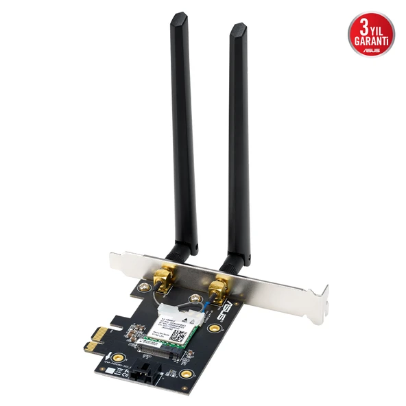 ASUS PCE-BE6500, BE6500, 2xAnten, 6500Mbps, Tri-Bant, 6GHz WİFİ 7, Bluetooth v5.4, WPA3, PCI-Express x1, PCIe Adapter ürün görseli 1