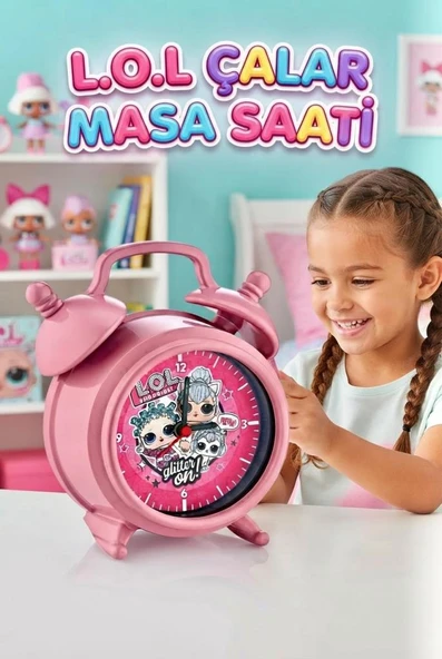Pembe Çalar Masa Saati - 16x12 cm, Akar Saniyeli, Alarm Fonksiyonlu  Eğitici Saat ürün görseli 1