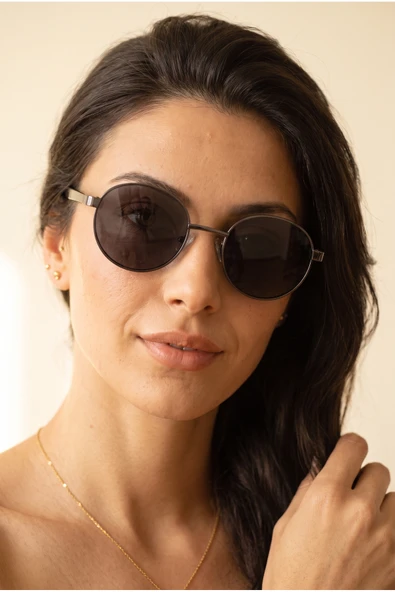 Unisex Polarize Yuvarlak Güneş Gözlüğü Gri UV400 Korumalı ürün görseli 1