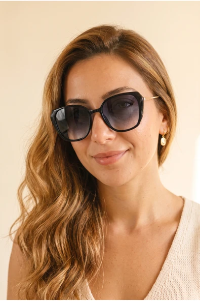 Kadın Polarize Cat Eye Güneş Gözlüğü Siyah UV400 Korumalı ürün görseli 1