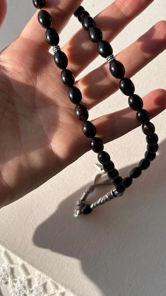 Kehribar 925 ayar gümüş tesbih - Resim 5