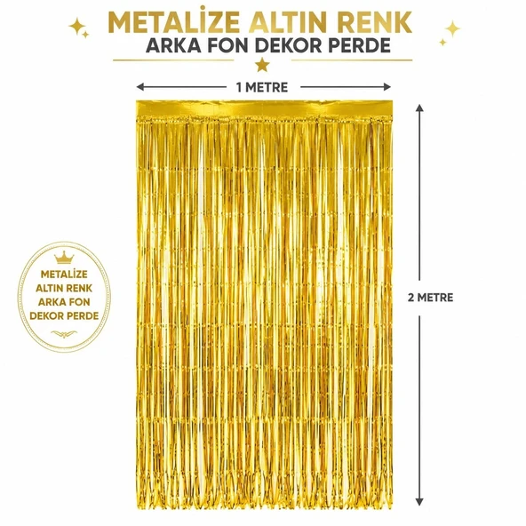 Gold Metalize Parti Perdesi 100x200 cm - Kapı ve Arka Fon Perdesi ürün görseli 1