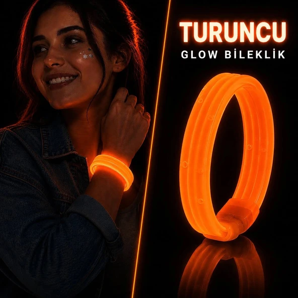 Turuncu Kalın Glow Bileklik - Kırılarak Yanan Parti ve Festival Bilekliği ürün görseli 1