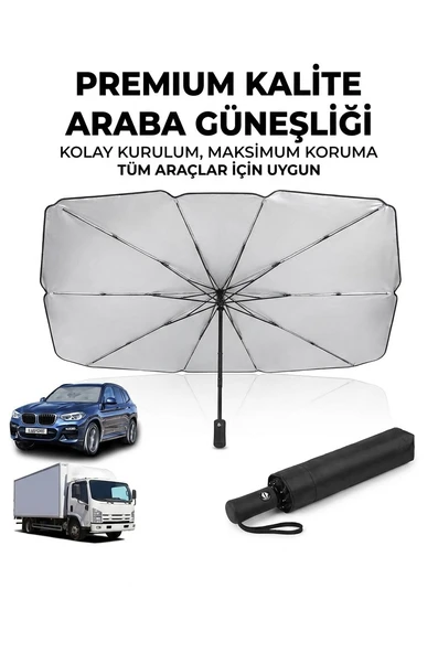 Premium Katlanabilir Araç Ön Cam Güneşliği - Şemsiye Tipi Oto Güneşlik, UV Korumalı Isı Yalıtımlı Ön Cam Gölgelik ürün görseli 1