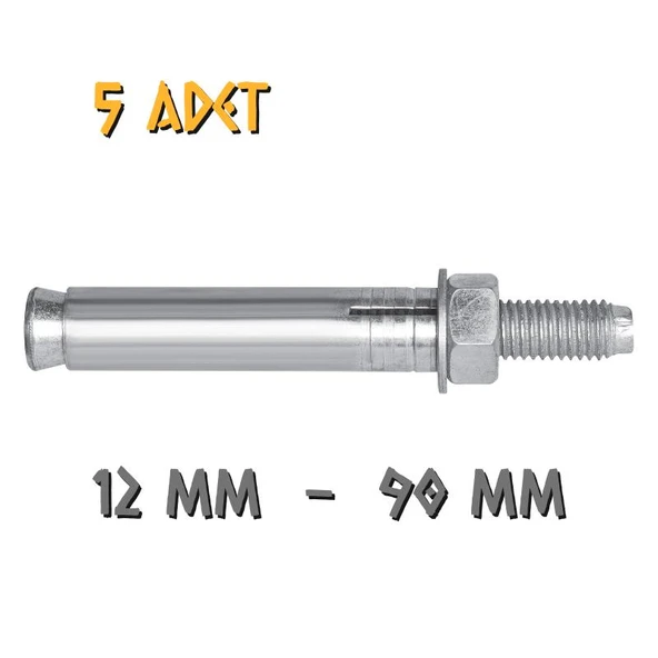 Made Borulu Çelik Dübel 12x90 mm. - 5 Adet ürün görseli 1