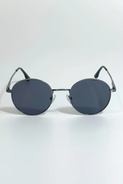 Unisex Polarize Yuvarlak Güneş Gözlüğü Gri UV400 Korumalı ürün görseli 1