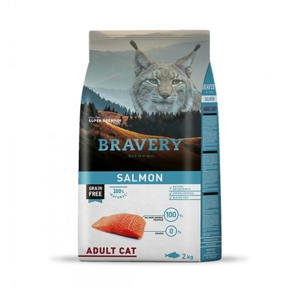 Bravery Tahılsız Somonlu Yetişkin Kedi Maması 2 Kg ürün görseli 1