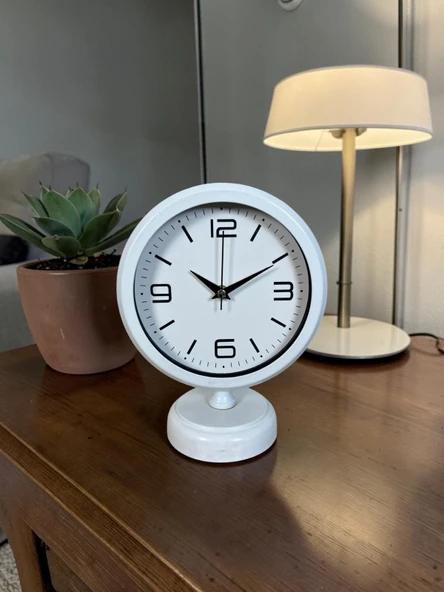 Premium Beyaz 25 x 20 Cm Metal Masa Saati ürün görseli 1