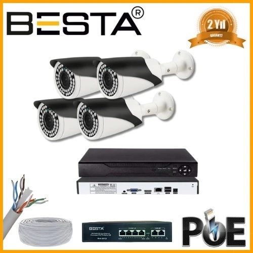 5 MP 1440P 4 Kameralı IP POE Güvenlik Seti ürün görseli 1