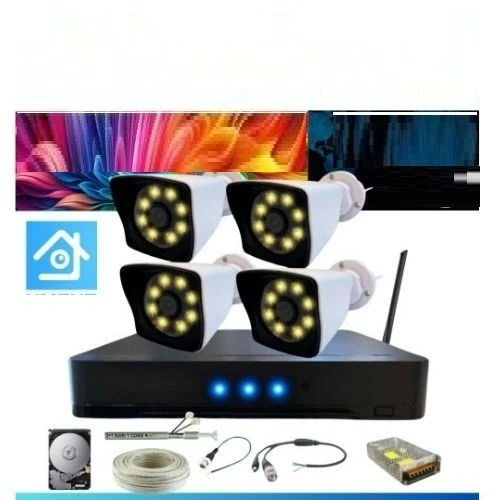 5 Mp Lens 2 Mp 1080P Gece Renkli 4 Kameralı Wıfı Özellikli Kamera Seti 2 Tb HDD ürün görseli 1