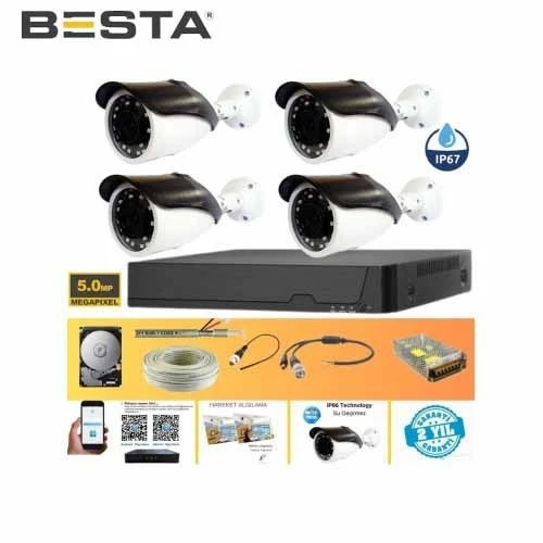 Gerçek 5 Mp Metal Kasa 4 Kameralı Ahd Güvenlik Seti 2 Tb HDD Dahil ürün görseli 1